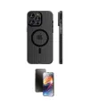 ieg™ iPhone 16 Pro Max Kılıf Pusula Minimal Koleksiyonu - Siyah 3D Antistatik Mat Seramik Nano Ekran Koruyucu