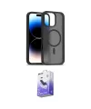 ieg™ iPhone 16 Pro Max Kılıf Siluet Minimal Prime - Siyah Bilvis 5in1 5D Magic Hayalet Cam Ekran Koruyucu