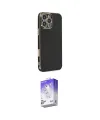 ieg™ iPhone 16 Pro Max Kılıf Yankı Serisi - Siyah Bilvis 5in1 3D Magic Cam Ekran Koruyucu