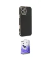 ieg™ iPhone 16 Pro Max Kılıf Yankı Serisi - Siyah Bilvis 5in1 5D Magic Hayalet Cam Ekran Koruyucu