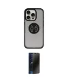 ieg™ iPhone 16 Pro Max Kılıf Yörünge Çizgi - Siyah 3D Antistatik Hayalet Cam Ekran Koruyucu