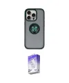 ieg™ iPhone 16 Pro Max Kılıf Yörünge Çizgi - Siyah Bilvis 5in1 3D Magic Cam Ekran Koruyucu