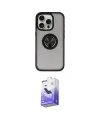 ieg™ iPhone 16 Pro Max Kılıf Yörünge Çizgi - Siyah Bilvis 5in1 5D Magic Hayalet Cam Ekran Koruyucu