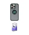ieg™ iPhone 16 Pro Max Kılıf Yörünge Çizgi - Siyah Bilvis 5in1 5D Magic Hayalet Cam Ekran Koruyucu