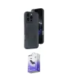 ieg™ iPhone 16 Pro Max Kılıf Yörünge Işık Serisi - Siyah Bilvis 5in1 5D Magic Hayalet Cam Ekran Koruyucu