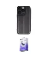 ieg™ iPhone 16 Pro Max Kılıf Zirve Yansıma Serisi - Siyah Bilvis 5in1 5D Magic Hayalet Cam Ekran Koruyucu