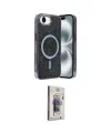 ieg™ iPhone 16E Kılıf Eksen Çizgi - Siyah Bilvis 3D Cam Ekran Koruyucu