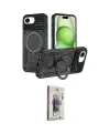 ieg™ iPhone 16E Kılıf Kıvılcım Modern Serisi - Siyah Bilvis 3D Cam Ekran Koruyucu