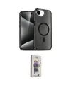 ieg™ iPhone 16E Kılıf Nova Asil Prime - Siyah Bilvis 3D Cam Ekran Koruyucu