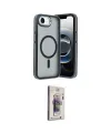 ieg™ iPhone 16E Kılıf Yörünge Klasik - Siyah Bilvis 3D Cam Ekran Koruyucu