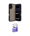ieg™ iPhone 17 Kılıf Ahenk Çizgi Serisi - Siyah Bilvis 5in1 5D Magic Hayalet Cam Ekran Koruyucu
