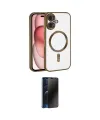 ieg™ iPhone 17 Kılıf Nova Işık Özel Seri - Siyah 3D Antistatik Hayalet Cam Ekran Koruyucu