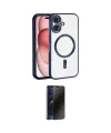 ieg™ iPhone 17 Kılıf Nova Işık Özel Seri - Siyah 3D Antistatik Hayalet Cam Ekran Koruyucu