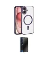 ieg™ iPhone 17 Kılıf Nova Işık Özel Seri - Siyah 3D Antistatik Hayalet Cam Ekran Koruyucu