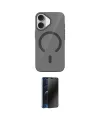 ieg™ iPhone 17 Kılıf Pusula Form Özel Seri - Siyah 3D Antistatik Hayalet Cam Ekran Koruyucu