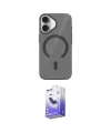 ieg™ iPhone 17 Kılıf Pusula Form Özel Seri - Siyah Bilvis 5in1 5D Magic Hayalet Cam Ekran Koruyucu