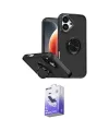 ieg™ iPhone 17 Kılıf Yörünge Çizgi - Siyah Bilvis 5in1 5D Magic Hayalet Cam Ekran Koruyucu