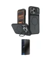 ieg™ iPhone 17 Pro Kılıf İz Modern Prime - Siyah 3D Antistatik Hayalet Cam Ekran Koruyucu