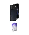ieg™ iPhone 17 Pro Kılıf Kıvılcım Işık Serisi - Siyah Bilvis 5in1 3D Magic Cam Ekran Koruyucu