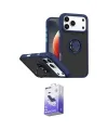 ieg™ iPhone 17 Pro Kılıf Yörünge Çizgi - Siyah Bilvis 5in1 5D Magic Hayalet Cam Ekran Koruyucu