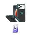 ieg™ iPhone 17 Pro Kılıf Yörünge Çizgi - Siyah Bilvis 5in1 5D Magic Hayalet Cam Ekran Koruyucu
