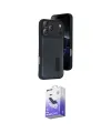 ieg™ iPhone 17 Pro Kılıf Yörünge Işık Serisi - Siyah Bilvis 5in1 5D Magic Hayalet Cam Ekran Koruyucu