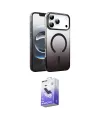 ieg™ iPhone 17 Pro Max Kılıf Ahenk Doku Özel Seri - Siyah Bilvis 5in1 5D Magic Hayalet Cam Ekran Koruyucu