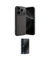 ieg™ iPhone 17 Pro Max Kılıf Ahenk Serisi - Siyah 3D Antistatik Hayalet Cam Ekran Koruyucu