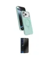 ieg™ iPhone 17 Pro Max Kılıf İz Işık Koleksiyonu - Siyah 3D Antistatik Hayalet Cam Ekran Koruyucu