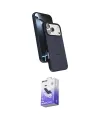 ieg™ iPhone 17 Pro Max Kılıf İz Işık Koleksiyonu - Siyah Bilvis 5in1 5D Magic Hayalet Cam Ekran Koruyucu