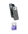 ieg™ iPhone 17 Pro Max Kılıf İz Işık Koleksiyonu - Siyah Bilvis 5in1 5D Magic Hayalet Cam Ekran Koruyucu