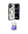 ieg™ iPhone 17 Pro Max Kılıf Nova Işık Özel Seri - Siyah Bilvis 5in1 5D Magic Hayalet Cam Ekran Koruyucu