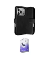 ieg™ iPhone 17 Pro Max Kılıf Siluet Işık Serisi - Siyah Bilvis 5in1 5D Magic Hayalet Cam Ekran Koruyucu