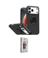 ieg™ iPhone 17 Pro Max Kılıf Yörünge Çizgi - Siyah Bilvis 3D Cam Ekran Koruyucu