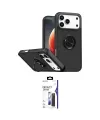 ieg™ iPhone 17 Pro Max Kılıf Yörünge Çizgi - Siyah Bilvis 3X AR Hayalet Cam Ekran Koruyucu