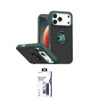 ieg™ iPhone 17 Pro Max Kılıf Yörünge Çizgi - Siyah Bilvis 3X AR Hayalet Cam Ekran Koruyucu
