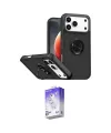 ieg™ iPhone 17 Pro Max Kılıf Yörünge Çizgi - Siyah Bilvis 5in1 3D Magic Cam Ekran Koruyucu