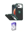 ieg™ iPhone 17 Pro Max Kılıf Yörünge Çizgi - Siyah Bilvis 5in1 3D Magic Cam Ekran Koruyucu