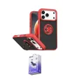ieg™ iPhone 17 Pro Max Kılıf Yörünge Çizgi - Siyah Bilvis 5in1 5D Magic Hayalet Cam Ekran Koruyucu
