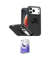 ieg™ iPhone 17 Pro Max Kılıf Yörünge Çizgi - Siyah Bilvis 5in1 5D Magic Hayalet Cam Ekran Koruyucu