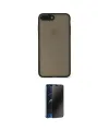 ieg™ iPhone 7 Plus Kılıf Ahenk Çizgi Serisi - Siyah 3D Antistatik Hayalet Cam Ekran Koruyucu