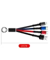 Işıklı Anahtarlık Model 3 in 1 USB Çıkışlı MİKRO,TYPE-C ve İphone Uyumlu Şarj Kablosu