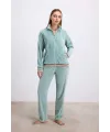 Kadife Dokulu Uzun Kollu Sweatshirt ve Pantolon Takımı