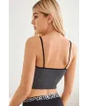 ieg™ Kadın Anstrasit Gri İp Askılı Crop Top Bluz