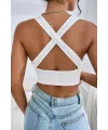 ieg™ Kadın Siyah Çapraz Sırt Detaylı Şık Crop Top Büstiyer