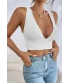 ieg™ Kadın Siyah Çapraz Sırt Detaylı Şık Crop Top Büstiyer