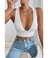 ieg™ Kadın Siyah Çapraz Sırt Detaylı Şık Crop Top Büstiyer