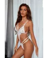 ieg™ Kadın Beyaz Dantel Cut-Out Lastik Detaylı Şık Gecelik