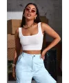 ieg™ Kadın Beyaz Kalın Askılı Crop Top Büstiyer