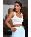 ieg™ Kadın Beyaz Kalın Askılı Crop Top Büstiyer